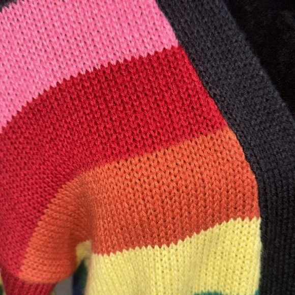 Rainbow Cardigan Sweater Open Multi color Duster - Picture 2 of 6